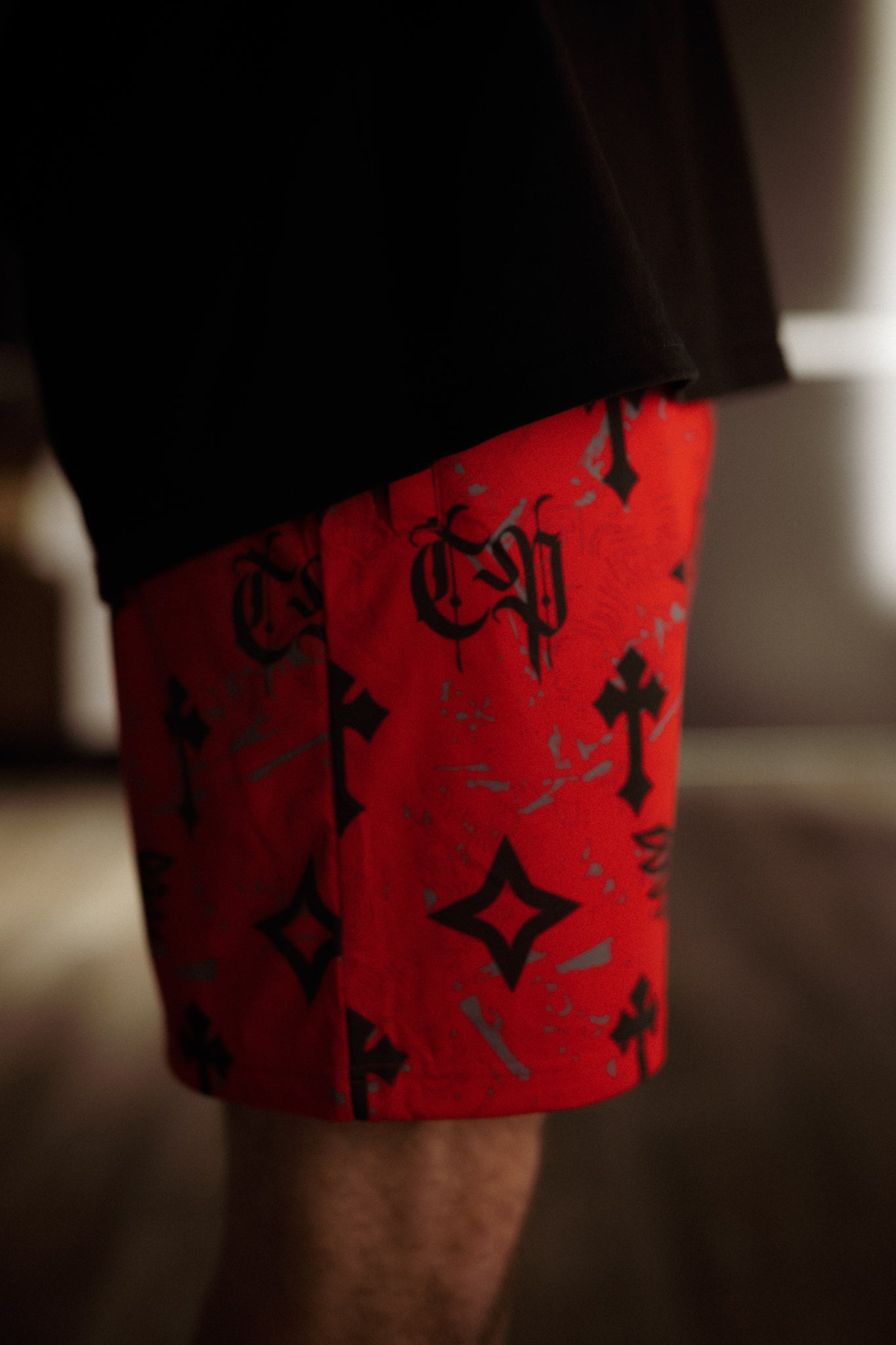 Bleak Midwinter shorts- Red/ Gray paint