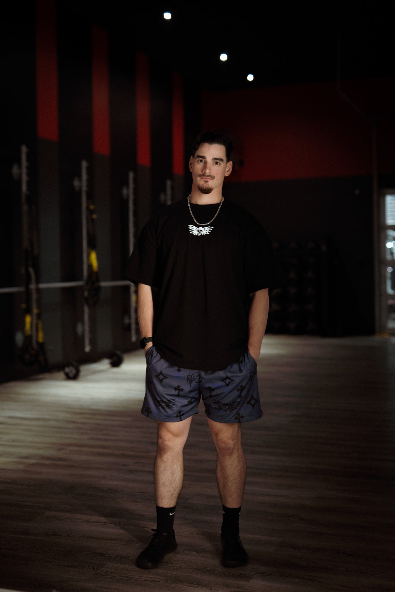 Bleak Midwinter shorts- Gray/ Purple paint