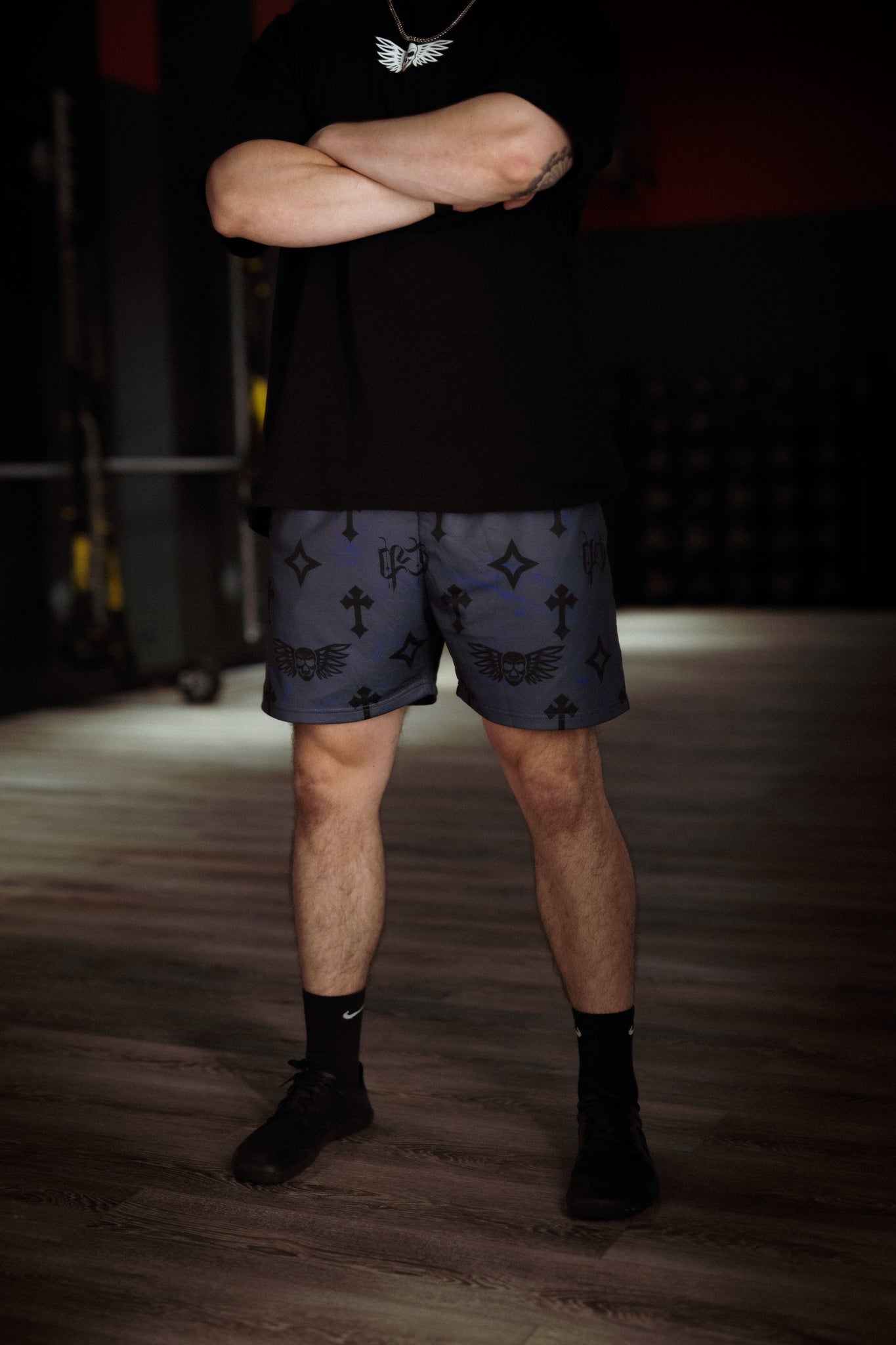 Bleak Midwinter shorts- Gray/ Purple paint