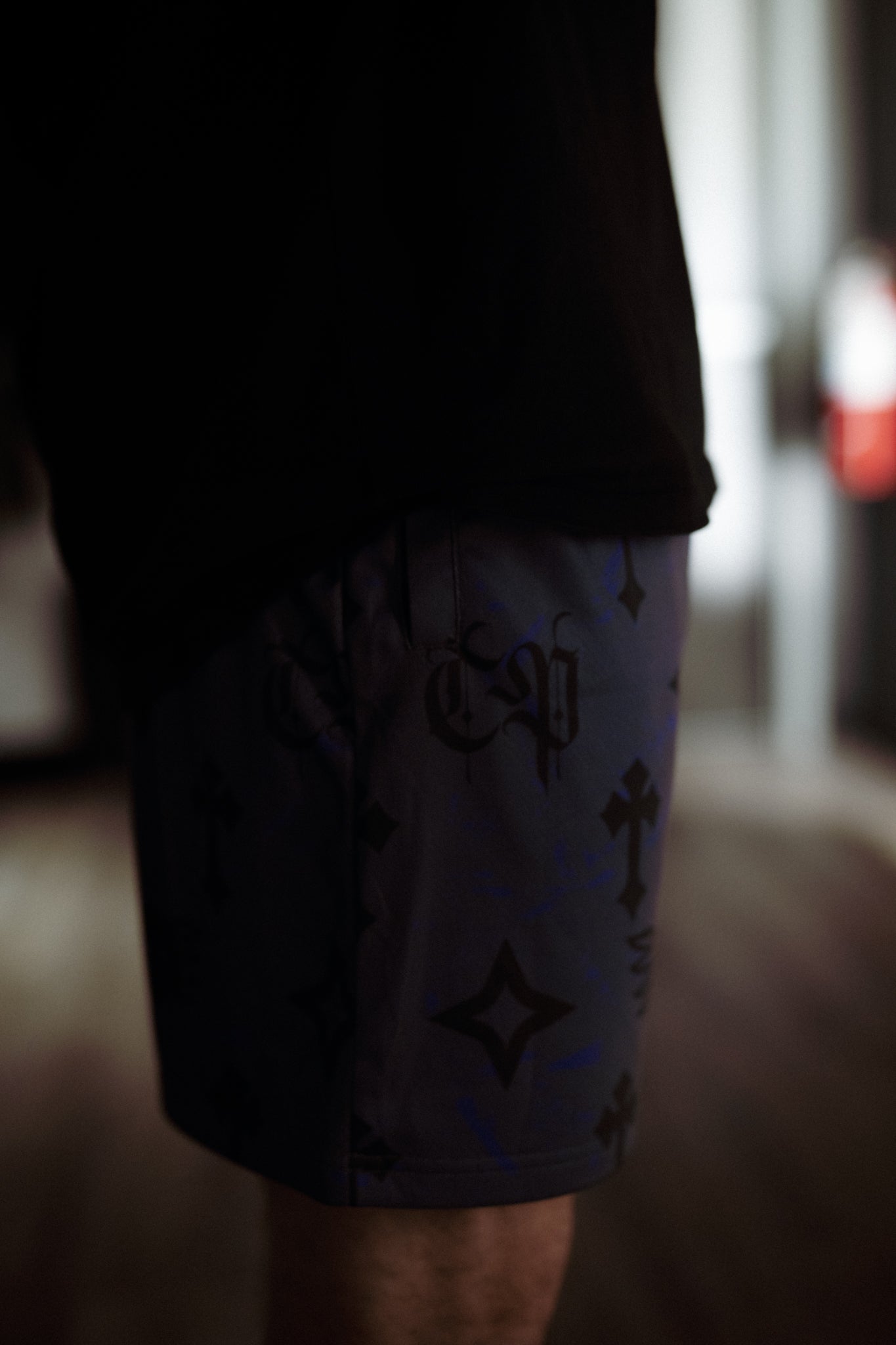 Bleak Midwinter shorts- Gray/ Purple paint