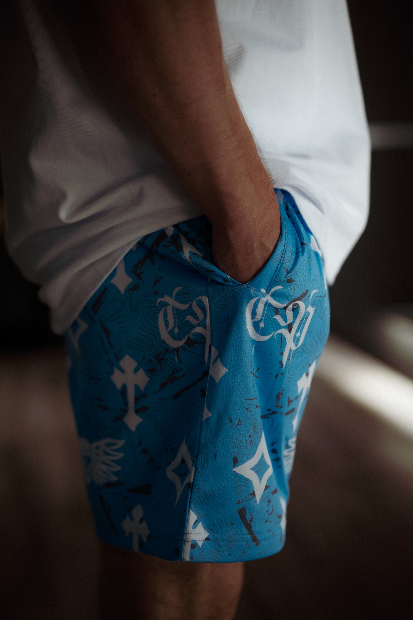 Bleak Midwinter shorts- Light Blue/ Gray paint