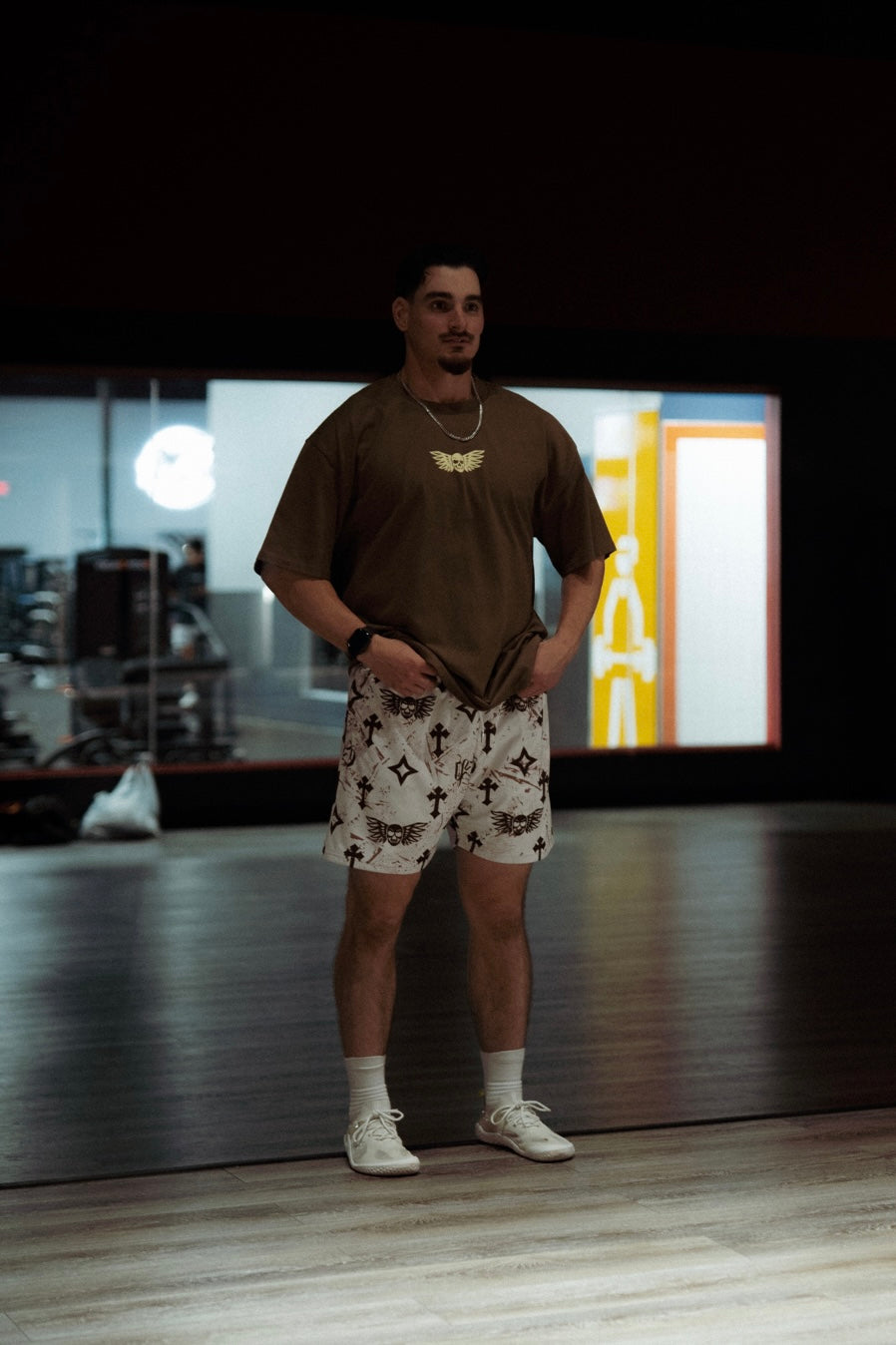 Oversized Pump Cover- Brown/ Cream