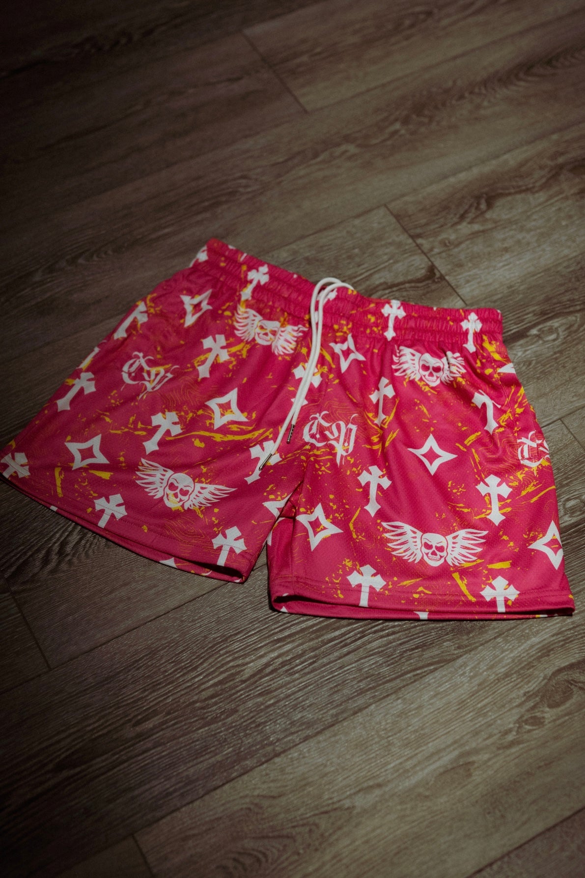 Bleak Midwinter shorts- Pink/ Yellow paint