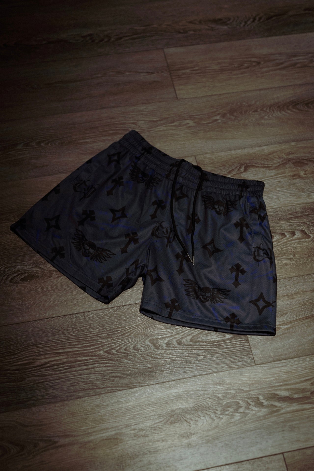 Bleak Midwinter shorts- Gray/ Purple paint