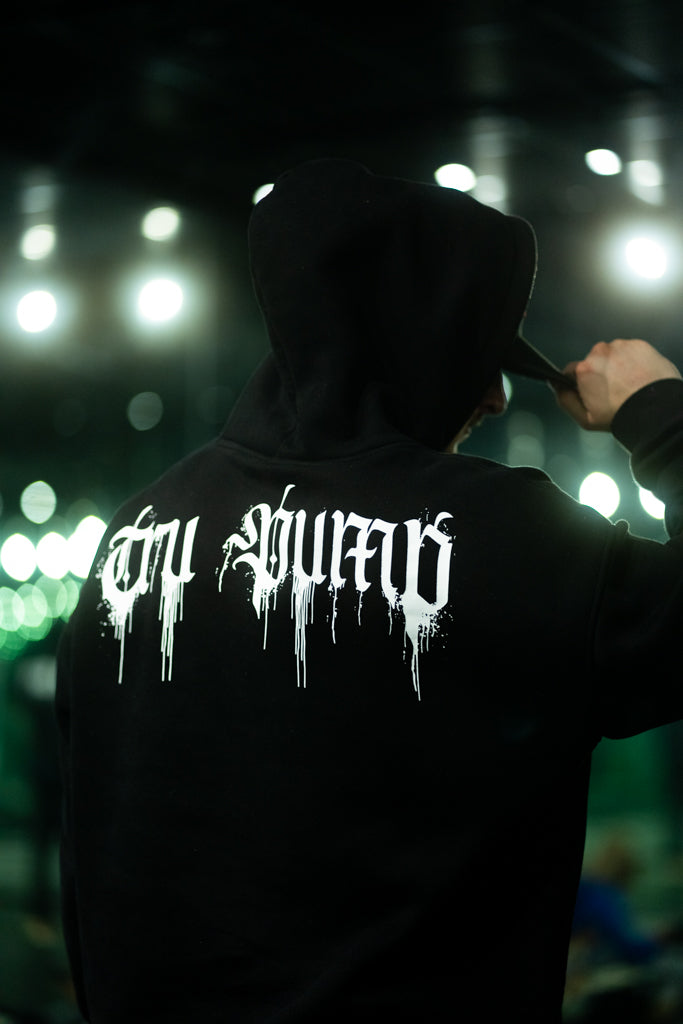 Oversized Splatter Paint Performance Hoodie- Black