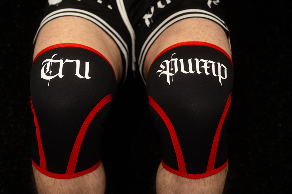 Tru Pump High-Performance Compression Knee Sleeves Black/Red for Athletes & Lifters Enhance Stability & Performance