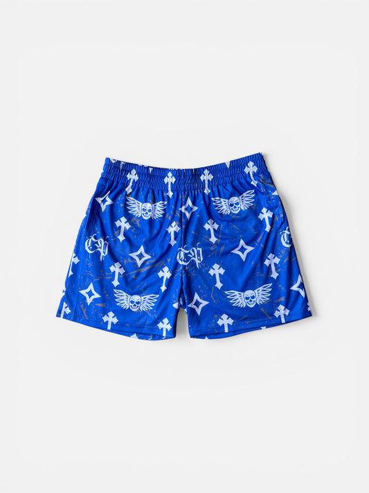 Bleak Midwinter shorts- Royal Blue/ Gray paint