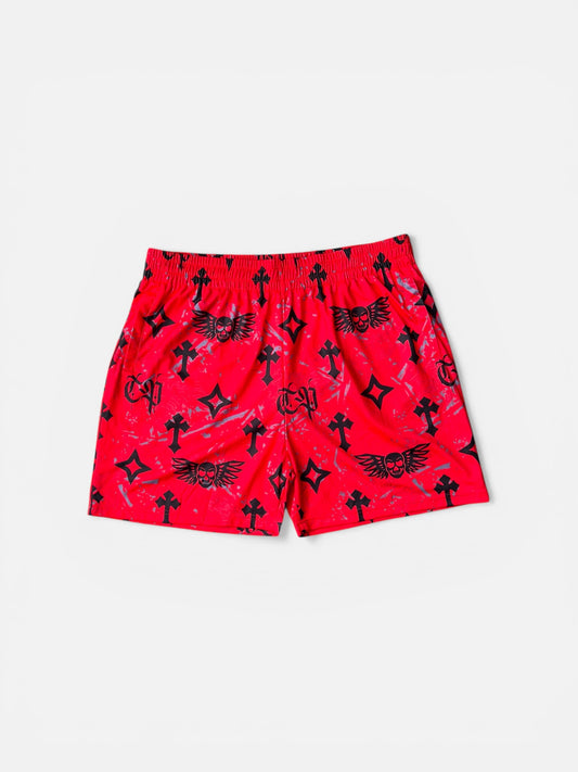Bleak Midwinter shorts- Red/ Gray paint