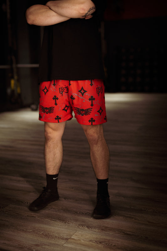 Bleak Midwinter shorts- Red/ Gray paint