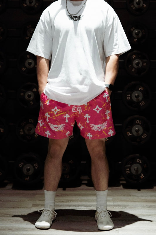 Bleak Midwinter shorts- Pink/ Yellow paint