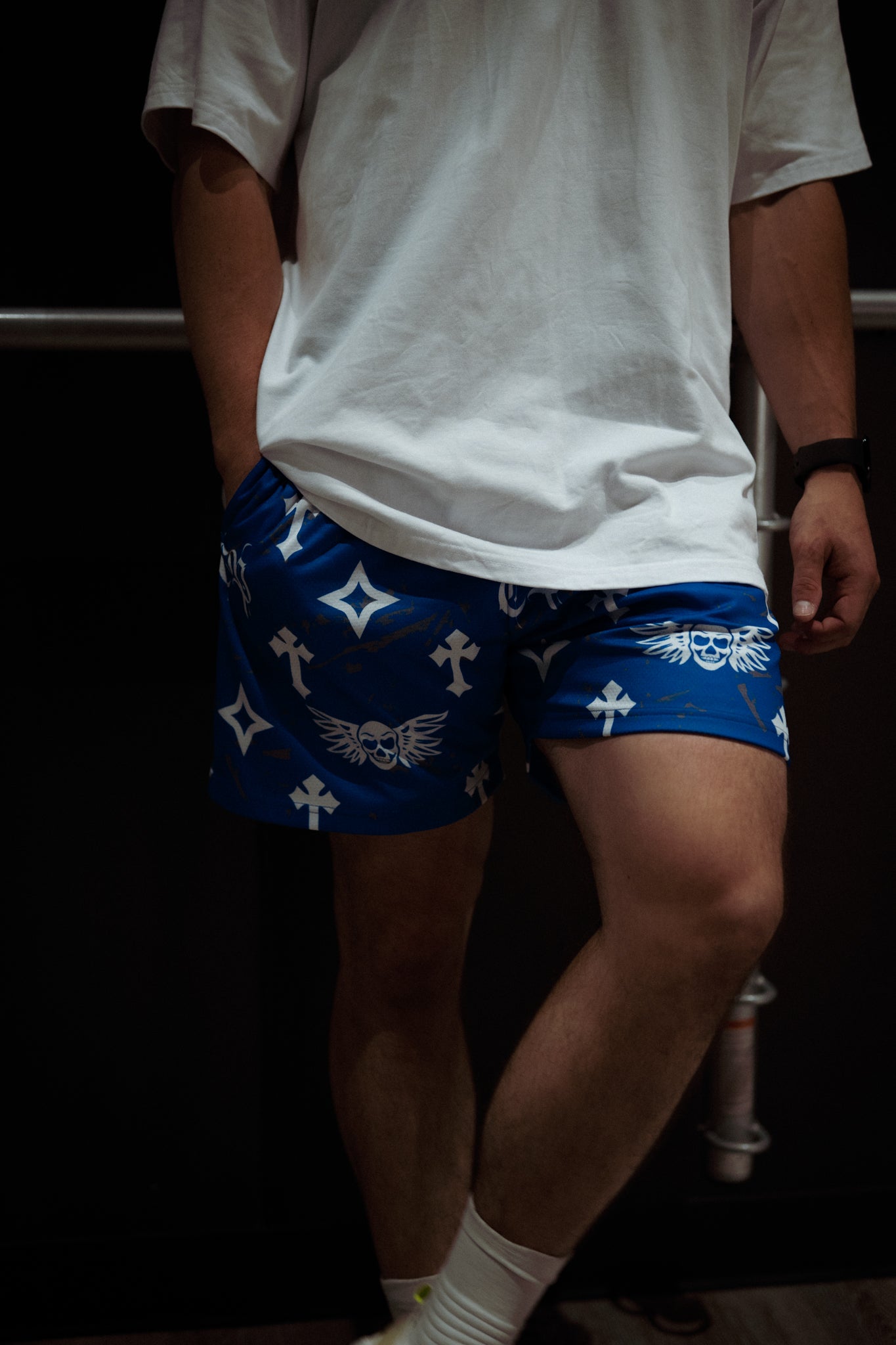 Bleak Midwinter shorts- Royal Blue/ Gray paint