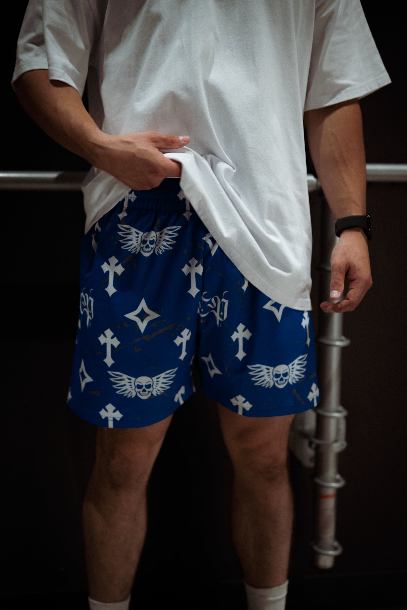 Bleak Midwinter shorts- Royal Blue/ Gray paint