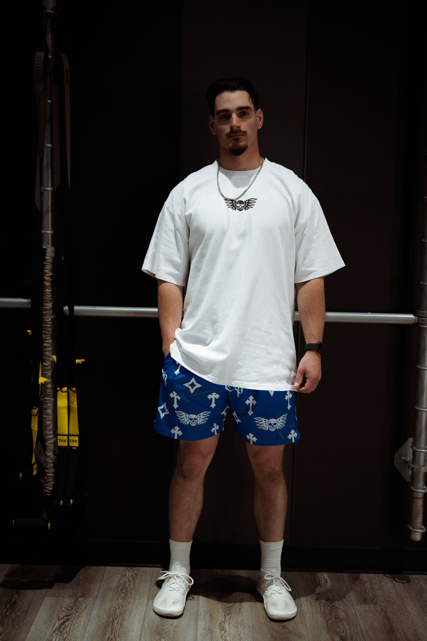Bleak Midwinter shorts- Royal Blue/ Gray paint