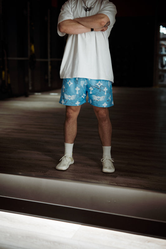 Bleak Midwinter shorts- Light Blue/ Gray paint