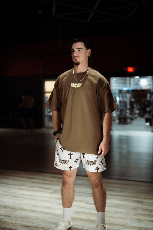Oversized Pump Cover- Brown/ Cream