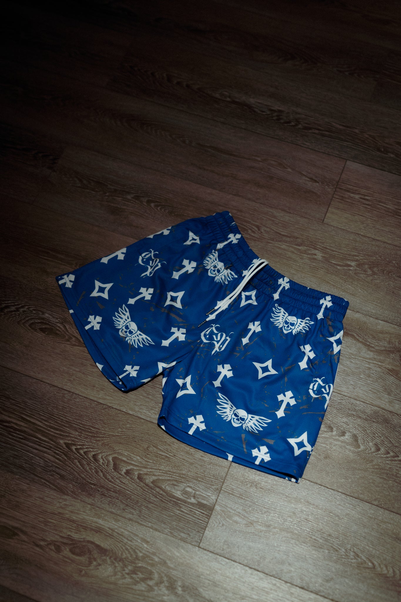 Bleak Midwinter shorts- Royal Blue/ Gray paint