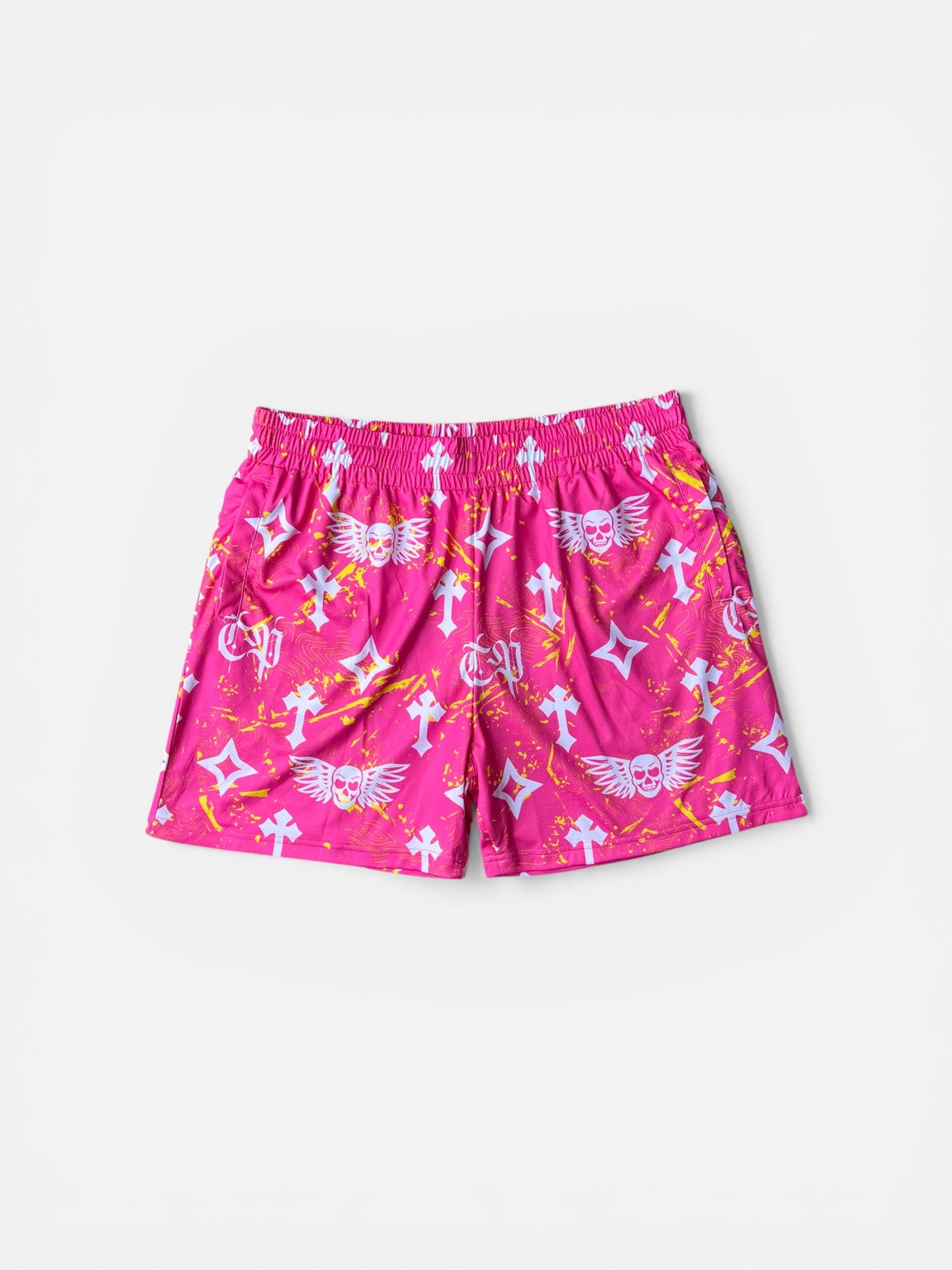 Bleak Midwinter shorts- Pink/ Yellow paint