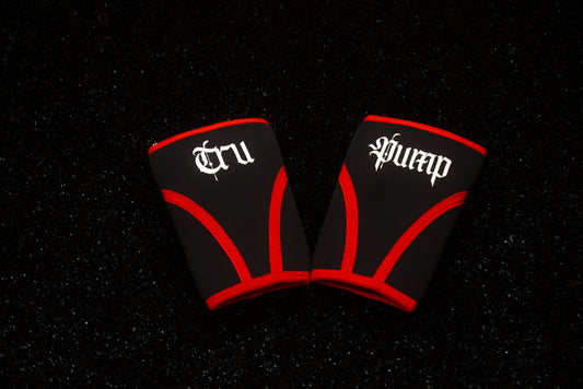 Tru Pump High-Performance Compression Knee Sleeves Black/Red for Athletes & Lifters Enhance Stability & Performance