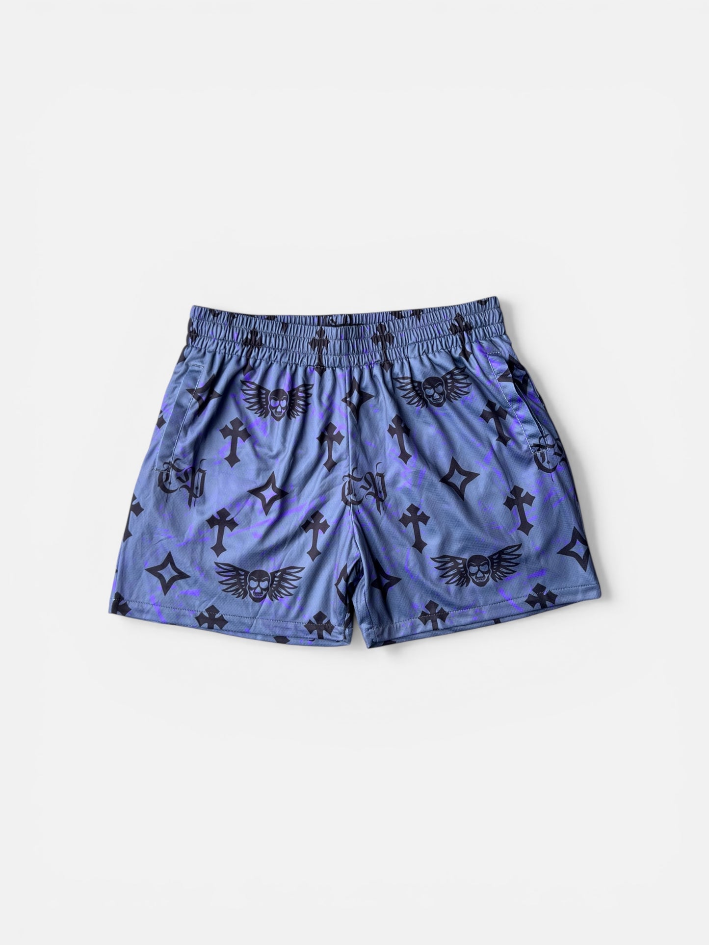 Bleak Midwinter shorts- Gray/ Purple paint