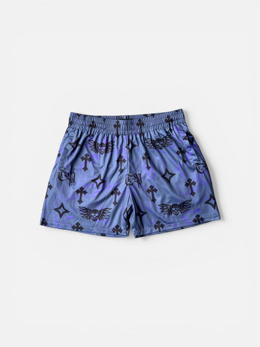 Bleak Midwinter shorts- Gray/ Purple paint