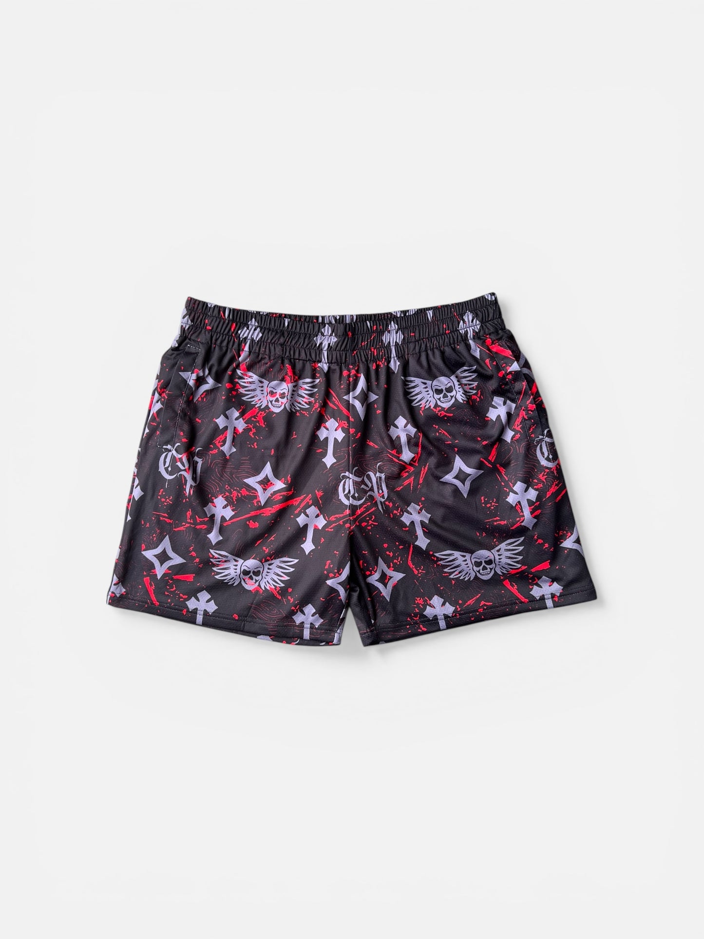 Bleak Midwinter shorts- Black/ Red paint